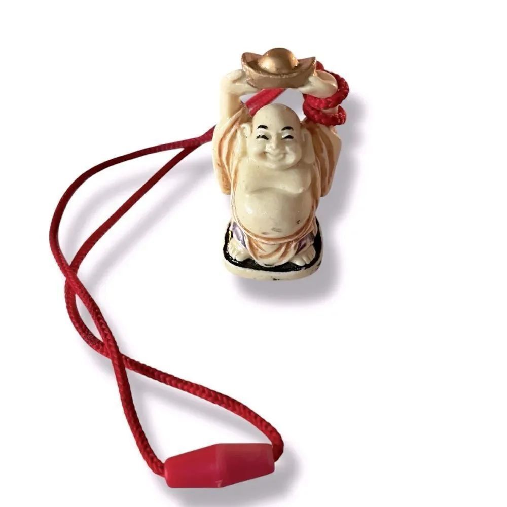 Vintage Happy Buddha Pendant Figurine Necklace